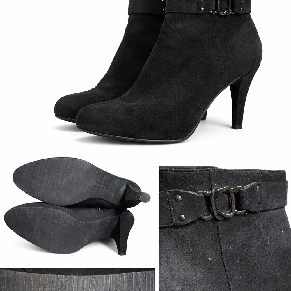 Enzo Angiolini Black Suede Heeled Boots